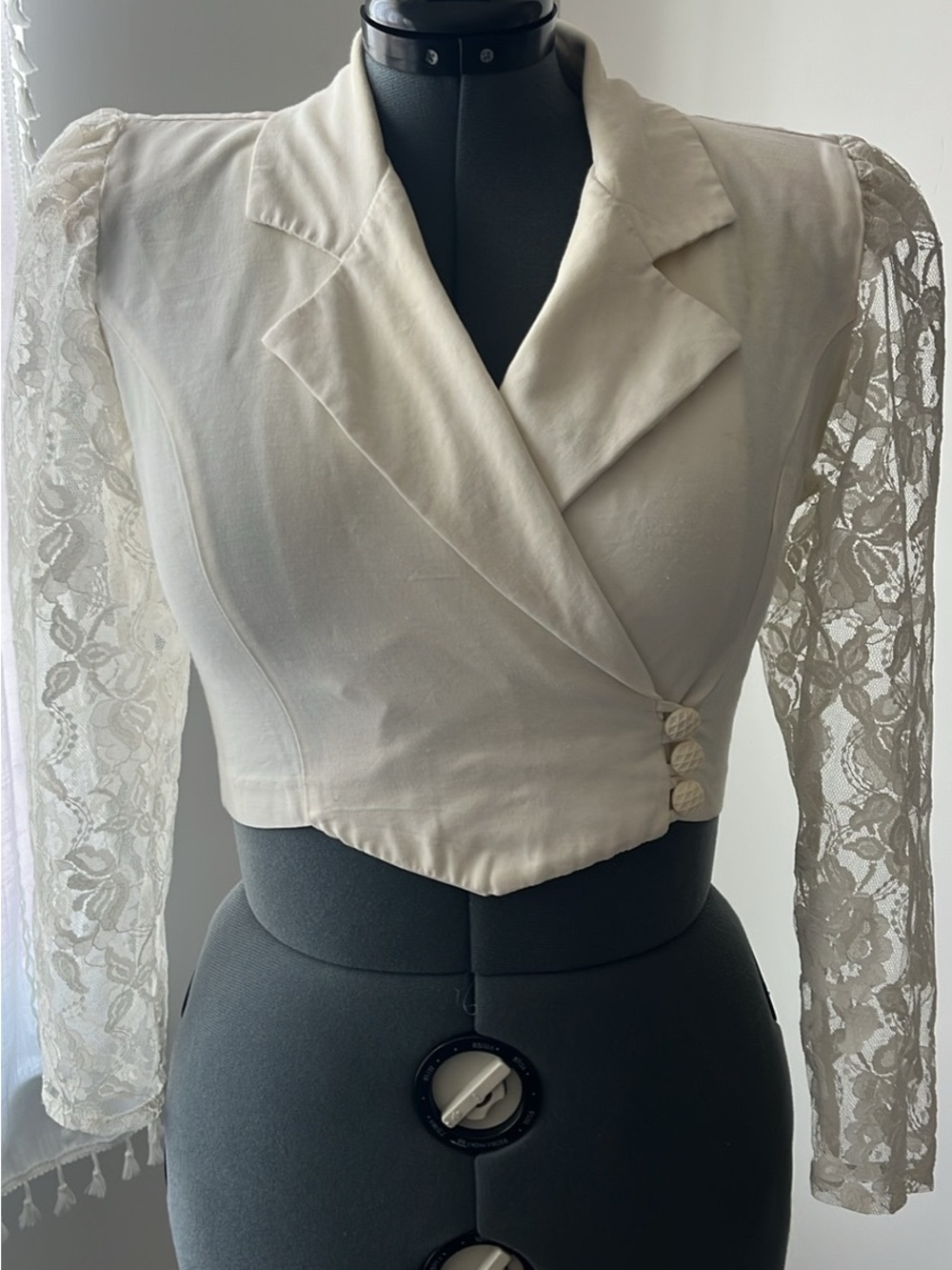 Vintage-Inspired White Lace Sleeve Wrap Top